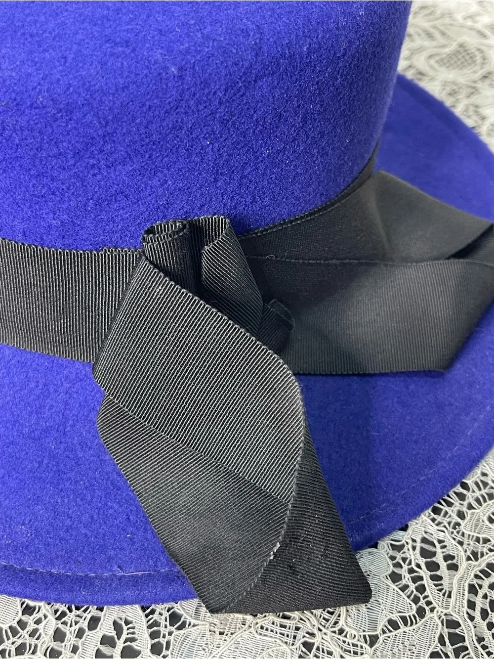 Olive Branch by Nicole Rose Royal Blue Wool Felt Bow Hat OS